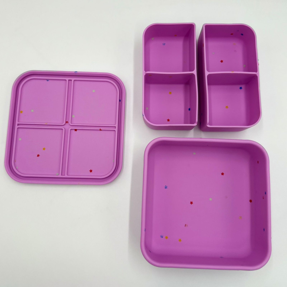 Dodo's Land FabFour Bento Box Φαγητοδοχείο Σιλικόνης με 4 Αποσπώμενα Χωρίσματα – Starlight Pink