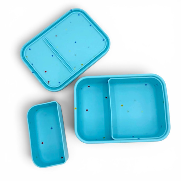 Dodo's Land Smart Duo Bento Box Φαγητοδοχείο Σιλικόνης με 2 Αποσπώμενα Χωρίσματα – Starlight Blue