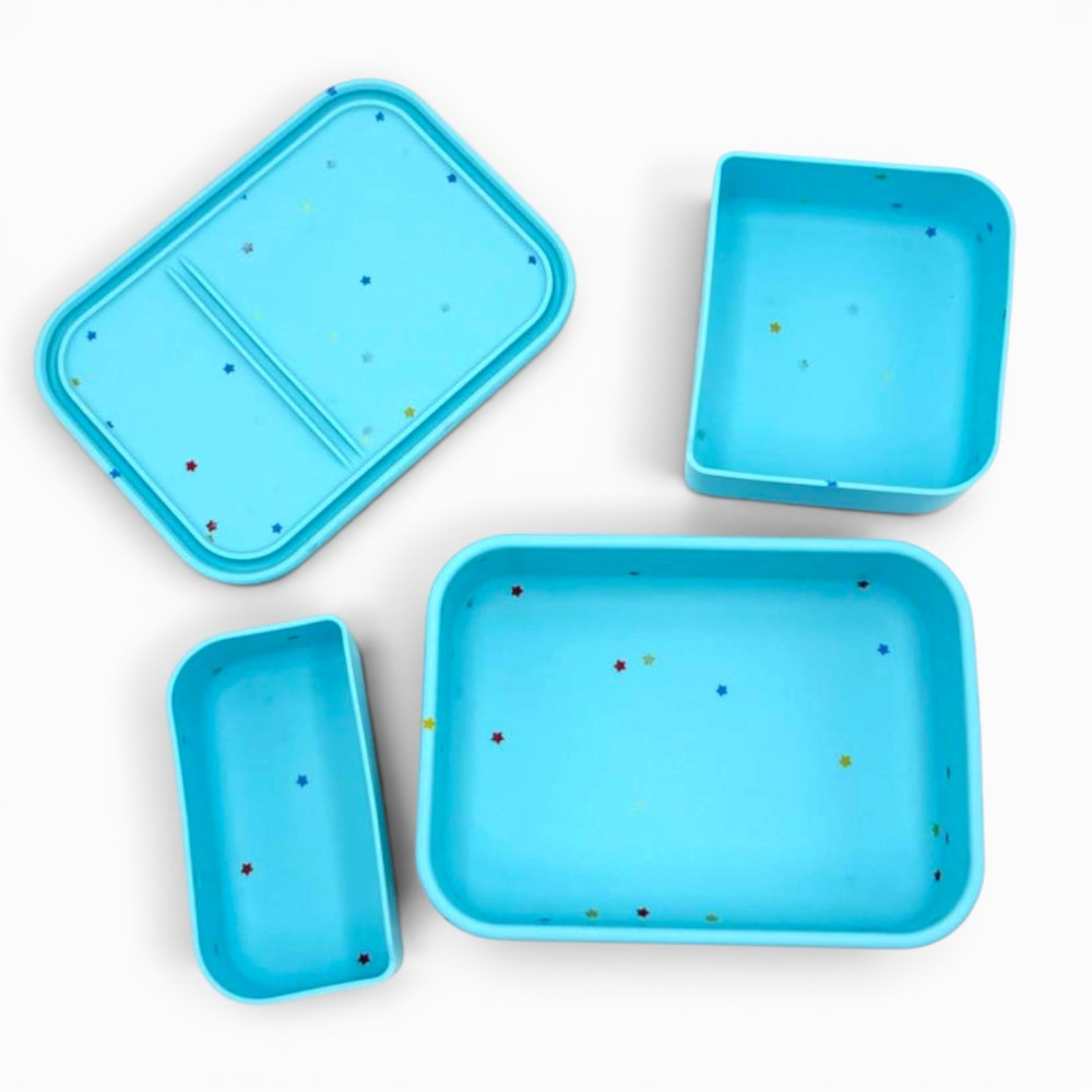 Dodo's Land Smart Duo Bento Box Φαγητοδοχείο Σιλικόνης με 2 Αποσπώμενα Χωρίσματα – Starlight Blue