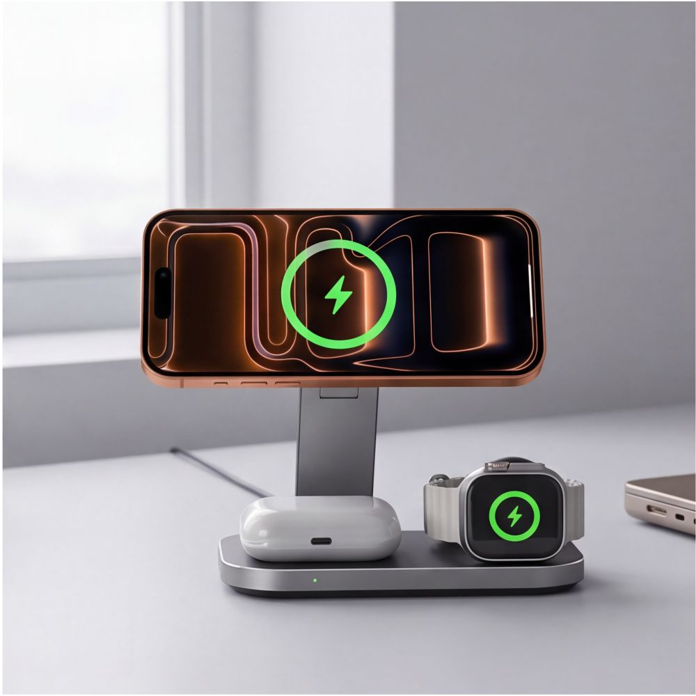 Tech-Protect A52 3IN1 Magnetic Magsafe Φορτιστής 25W QI2.2 (Μαύρο)