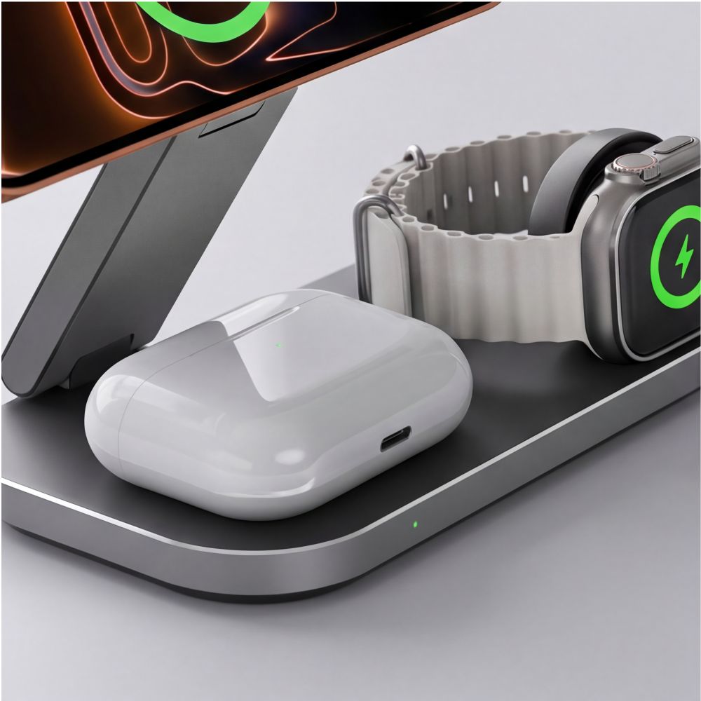Tech-Protect A52 3IN1 Magnetic Magsafe Φορτιστής 25W QI2.2 (Μαύρο)