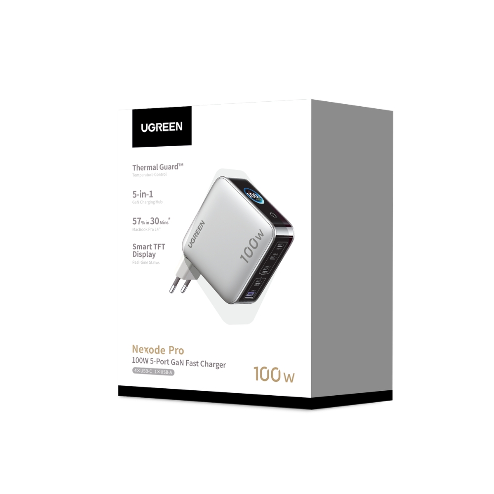 Ugreen X773/65620B Nexode Pro 100W 5-Port GaN Fast Charger, 4 x USB-C , 1 x USB-A