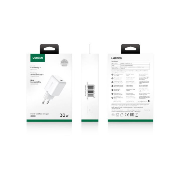 UGreen X513/65009 φορτιστής GaN Type-C PD 30W (Λευκό)