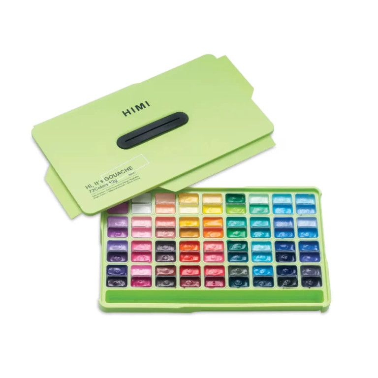 HIMI Twin Cup Gouache Σετ 72 Χρωμάτων (Green Case)