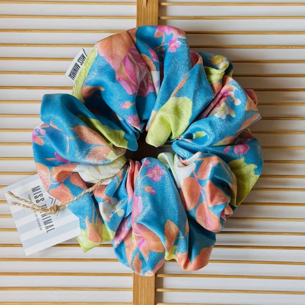 Miss Minimal Scrunchie Ciel Floral Satin