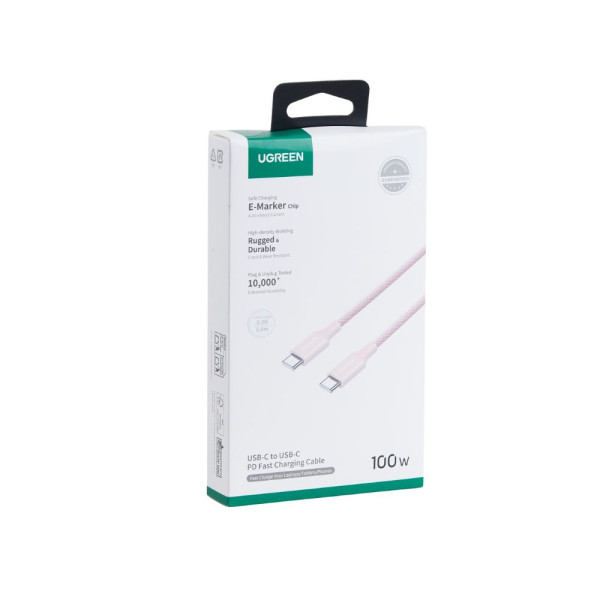 Καλώδιο UGreen L502/65252 USB-C σε USB-C PD Braided 100W 2m (Ροζ)