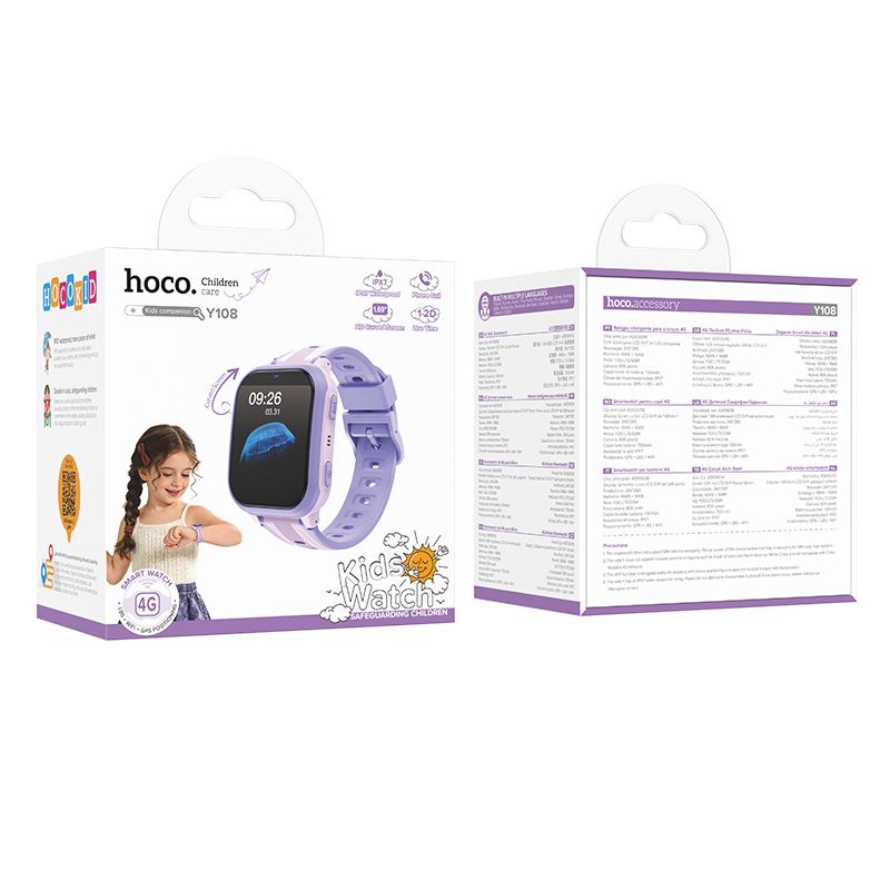 Hoco Smartwatch Y108 παιδικό με call function 1,69" 4G GPS (Purple)