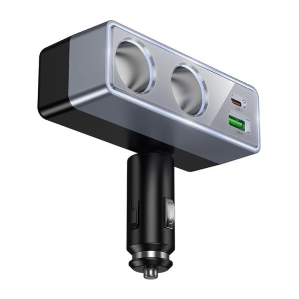 Hoco Z65B Φορτιστής αυτοκινήτου 1xUSB A + 1xUSB C+2x υποδοχές αναπτήρα PD QC3.0 max 240W/24V, 12V/120W