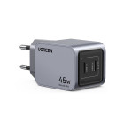 UGreen X707/35008 Φορτιστής GaN PD 45W 2 Θέσεων (Γκρι)