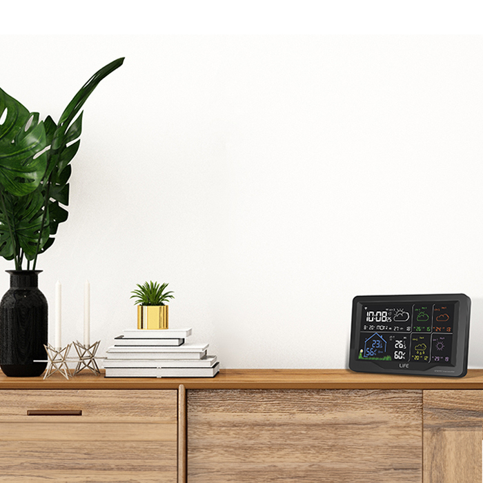 LiFE STEPPE Smartweather TUYA Smart Wi-Fi μετεωρολογικός σταθμός με ασύρματο εξωτερικό αισθητήρα, έγχρωμη οθόνη LCD 7.5" και πρόγνωση καιρού 5 ημερών.