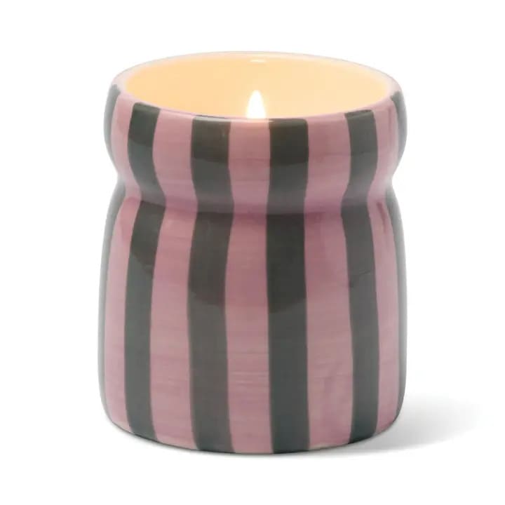 Paddywax Cabana Φυτικό Κερί 184gr σε Ρόζ/Πράσινο Ριγέ Κεραμικό Δοχείο - Cinnamon & Clove