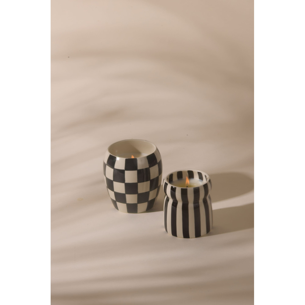 Paddywax Cabana Φυτικό Κερί 184gr σε Μαύρο Ριγέ Κεραμικό Δοχείο - Lava Stone