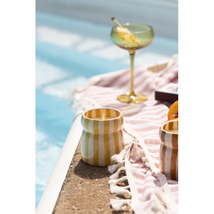 Paddywax Cabana Φυτικό Κερί 184gr σε Κίτρινο Ριγέ Κεραμικό Δοχείο - Gold Coast