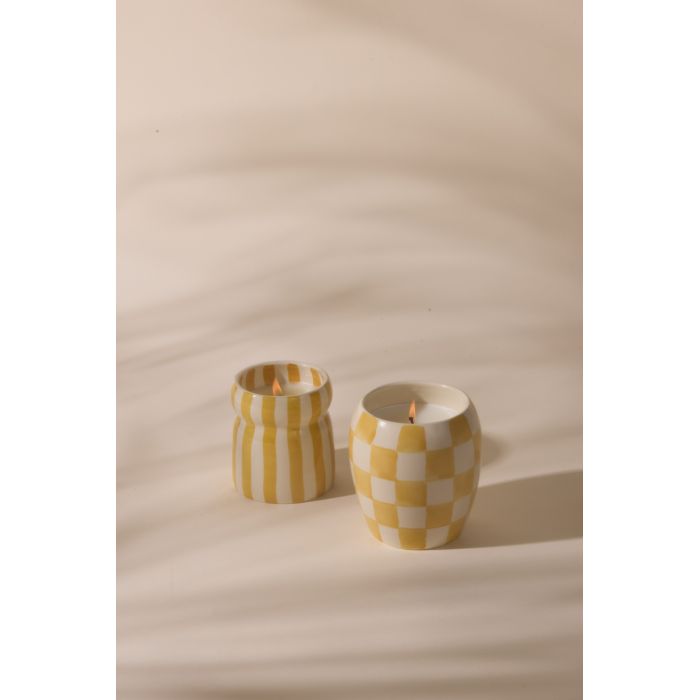 Paddywax Cabana Φυτικό Κερί 184gr σε Κίτρινο Ριγέ Κεραμικό Δοχείο - Gold Coast