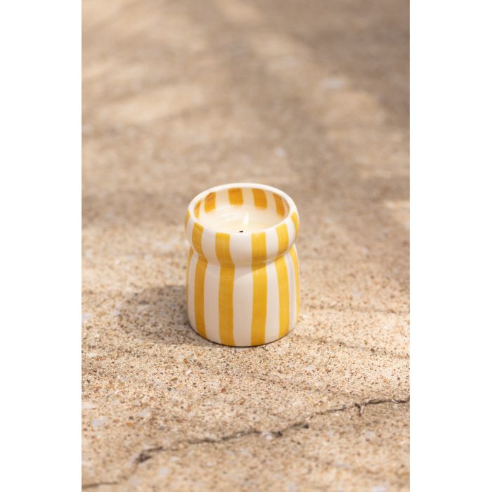 Paddywax Cabana Φυτικό Κερί 184gr σε Κίτρινο Ριγέ Κεραμικό Δοχείο - Gold Coast