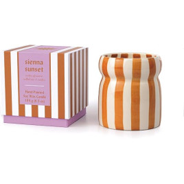 Paddywax Cabana Φυτικό Κερί 184gr σε Πορτοκαλί Ριγέ Κεραμικό Δοχείο - Sienna Sunset