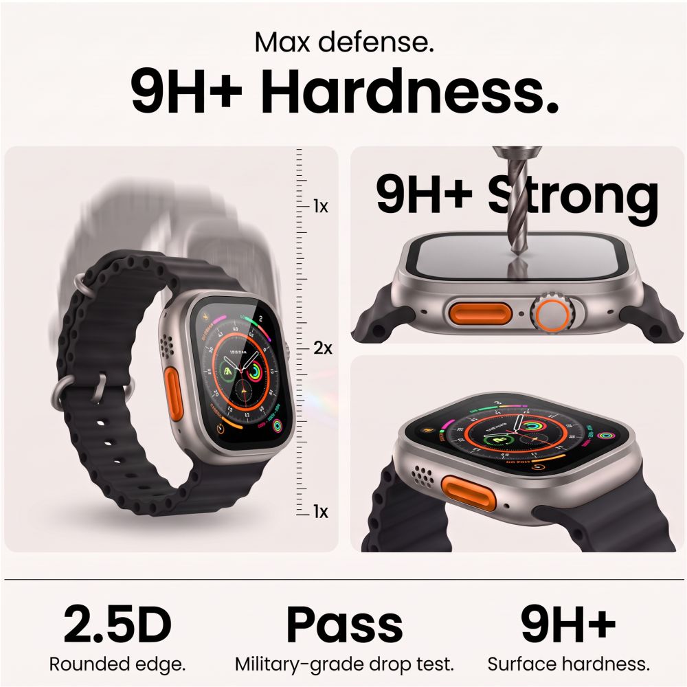 Tech-Protect Hartowane Glass Ring 2-Pack για Apple Watch Ultra 1 / 2 / 3 / 4 49mm (Titanium)