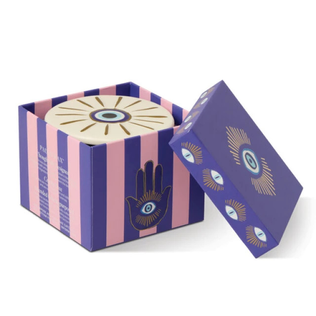 Paddywax Charmed Γυάλινο Κερί Σόγιας With Evil Eye Lid - Incense & Smoke