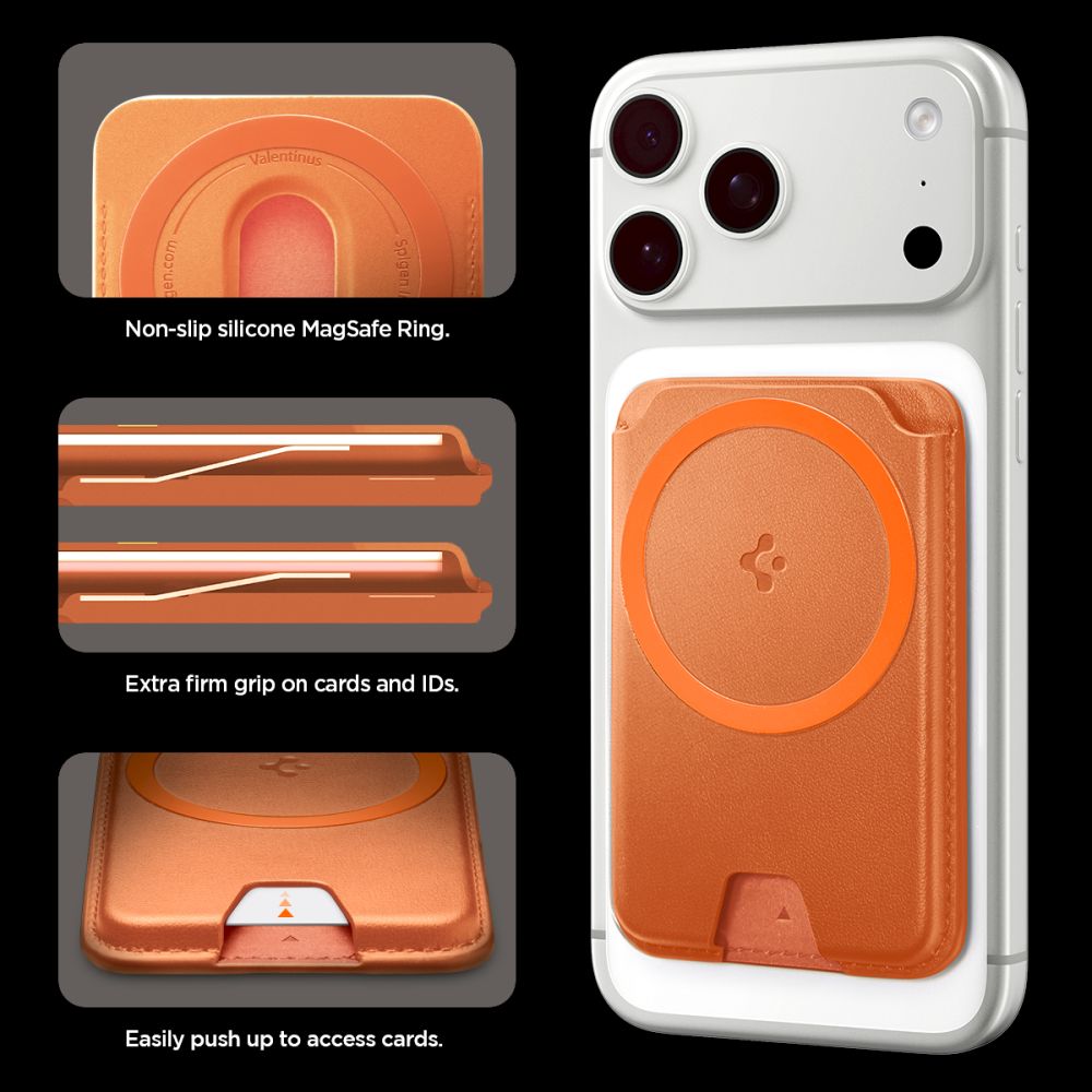 Spigen Valentinus MAGFIT+ Magsafe Card Holder Θήκη Καρτών Metallic Orange) 