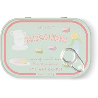 Paddywax Bistro Macaron Φυτικό Κερί 127gr σε Μεταλλικό Δοχείο Κονσέρβα - Amber & Pistachio