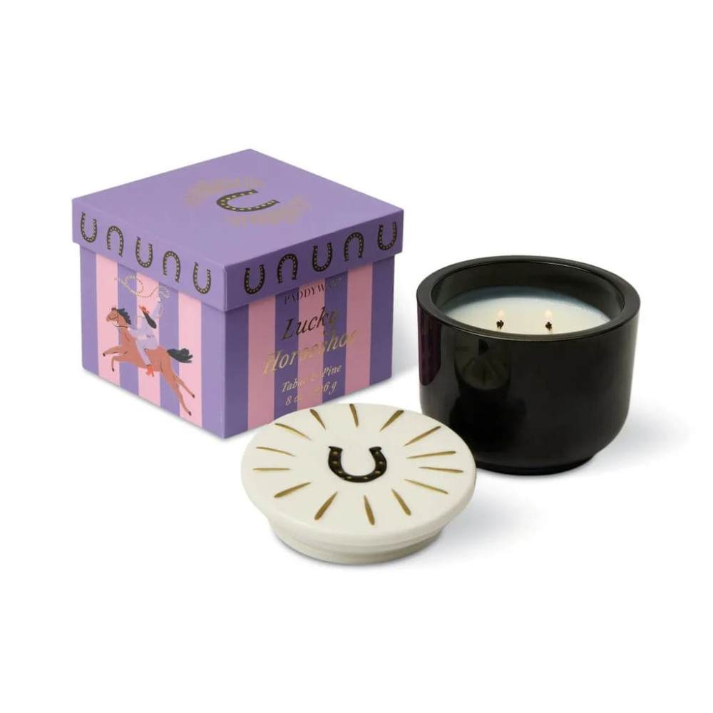 Paddywax Charmed Γυάλινο Κερί Σόγιας With Horseshoe Lid - Tabac & Pine
