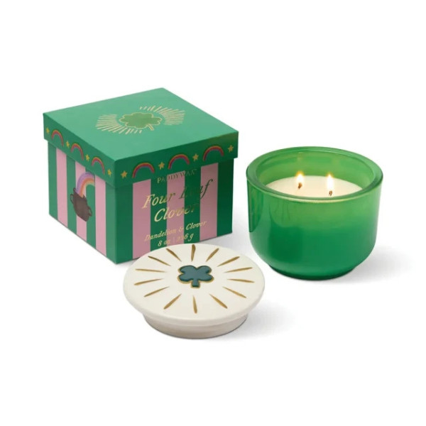 Paddywax Charmed Γυάλινο Κερί Σόγιας With Four Leaf Clover Lid - Dandelion & Clover