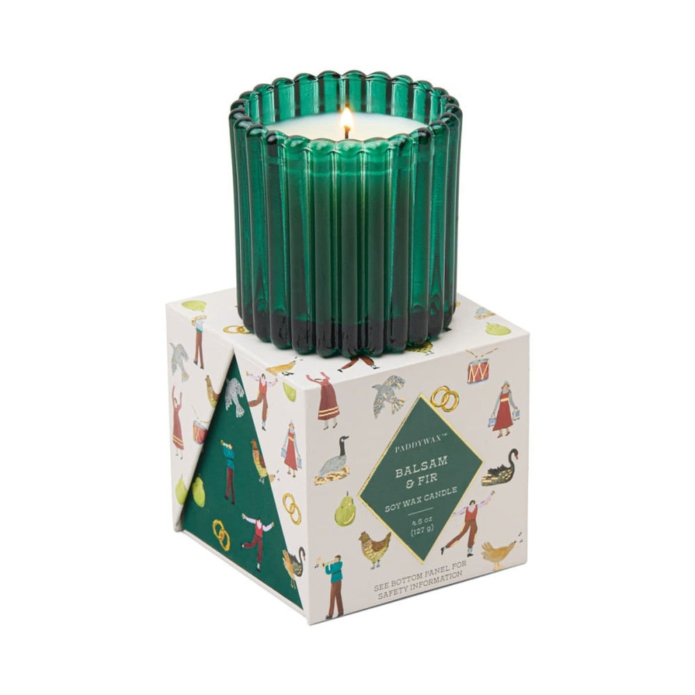 Paddywax Christmas 127gr Ριγωτό Πράσινο Κερί Σόγιας - Balsam Fir