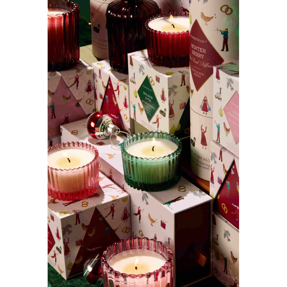 Paddywax Christmas 127gr Ριγωτό Πράσινο Κερί Σόγιας - Balsam Fir