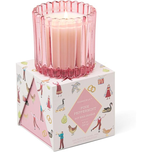 Paddywax Christmas 127gr Ριγωτό Πράσινο Κερί Σόγιας - Pink Peppermint