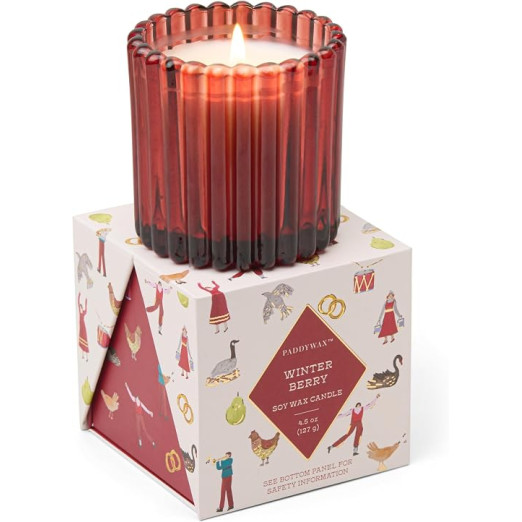 Paddywax Christmas 127gr Ριγωτό Πράσινο Κερί Σόγιας - Winter Berry