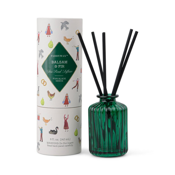 Paddywax Christmas Αρωματικό Diffuser σε Πράσινο Ριγωτό Δοχείο 147ml - Balsam & Fir
