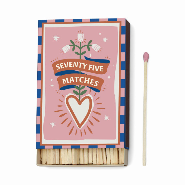 Paddywax Adopo 75 Σπίρτα Aσφαλείας 9.6cm - 'Hearts' Pink