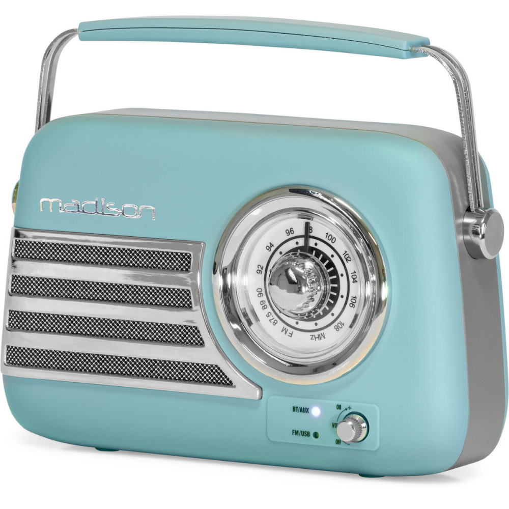 Φορητό ραδιόφωνο Retro με Bluetooth, USB & FM 30W - Madison Freesound VR40 (Μπλε Ματ)