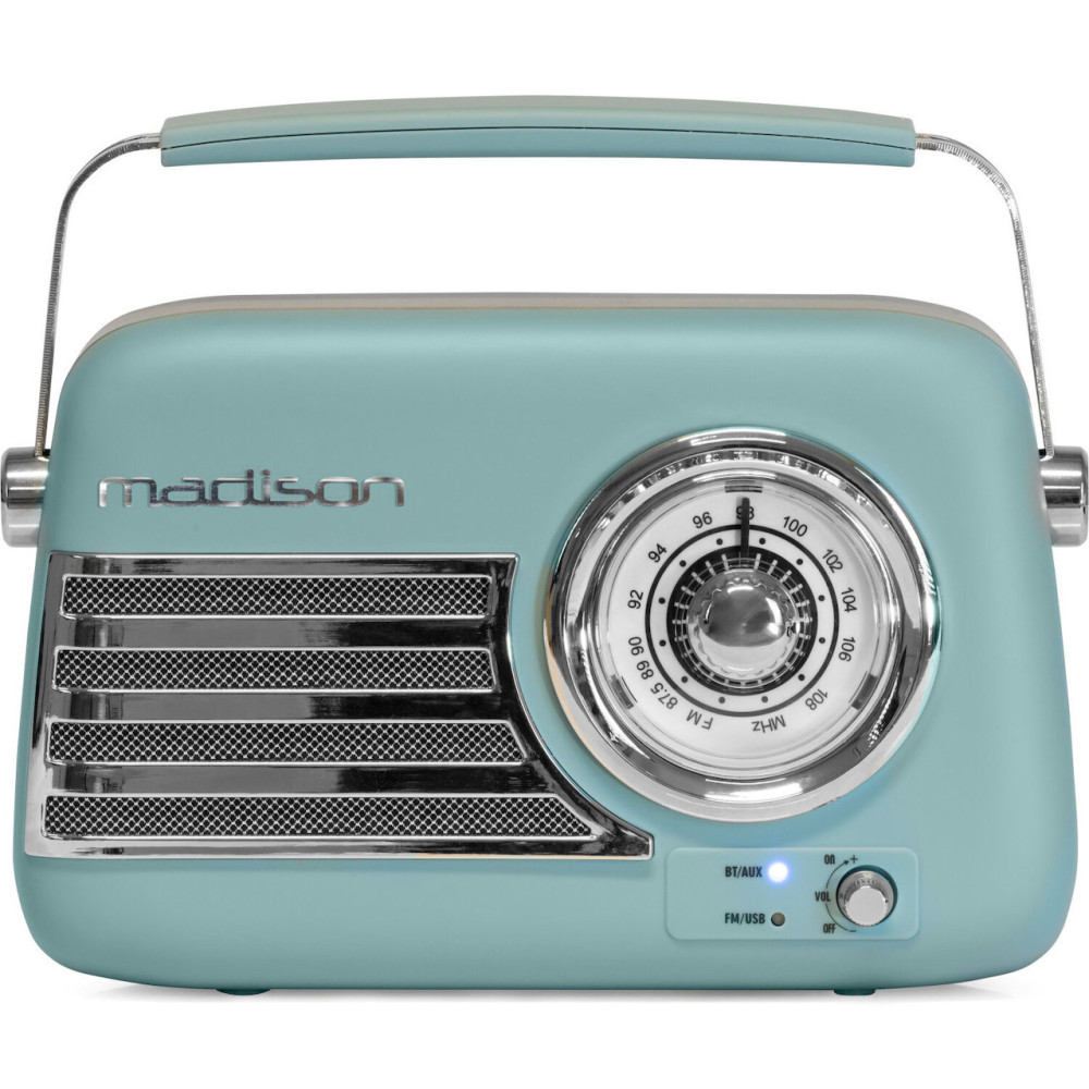 Φορητό ραδιόφωνο Retro με Bluetooth, USB & FM 30W - Madison Freesound VR40 (Μπλε Ματ)