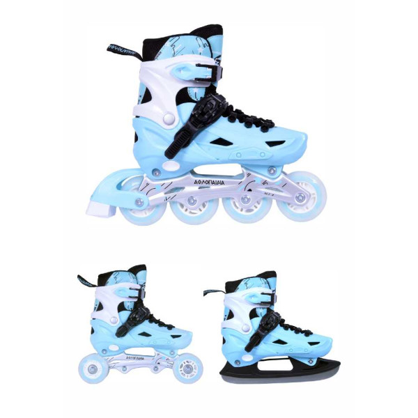 Αθλοπαιδιά 3k Αυξομειούμενα Πατίνια / Roller Skates / Παγοπέδιλα 3 σε 1 (Μέντα)