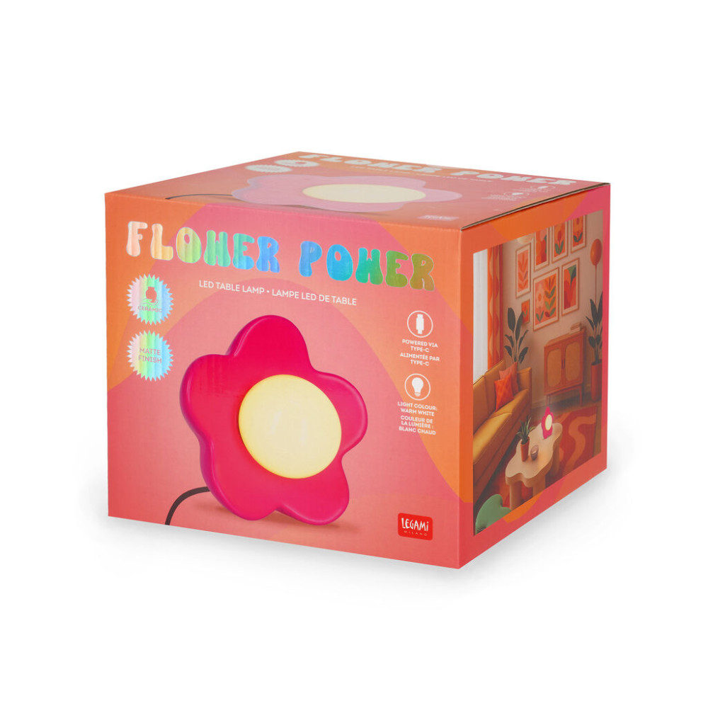 Legami Επιτραπέζιο φωτιστικό LED - Flower Power (Ματ Ροζ)