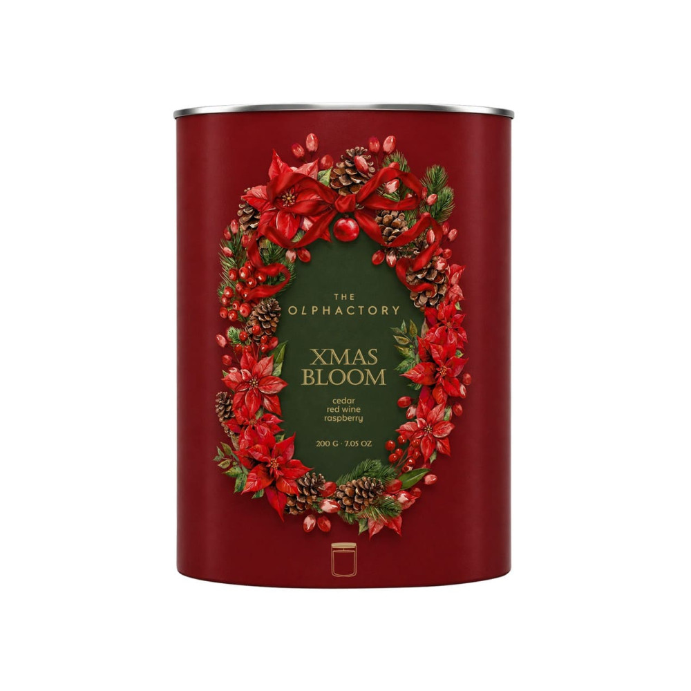 Ambientair Φυτικό Αρωματικό Κερί με Καπάκι 200gr Absolute Burgundy, Xmas Bloom Special Edition