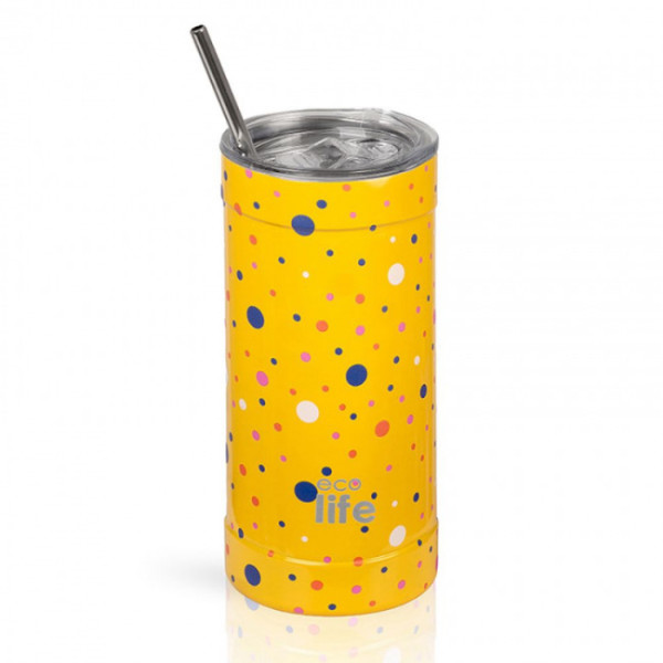 EcoLife Ανοξείδωτο Ποτήρι Dots In Yellow Thermos 500ml
