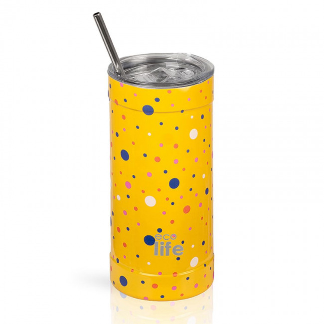 EcoLife Ανοξείδωτο Ποτήρι Dots In Yellow Thermos 500ml