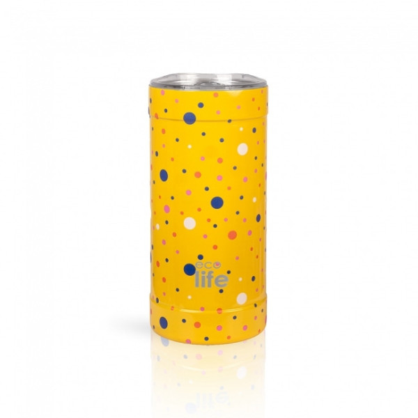 EcoLife Ανοξείδωτο Ποτήρι Dots In Yellow Thermos 500ml