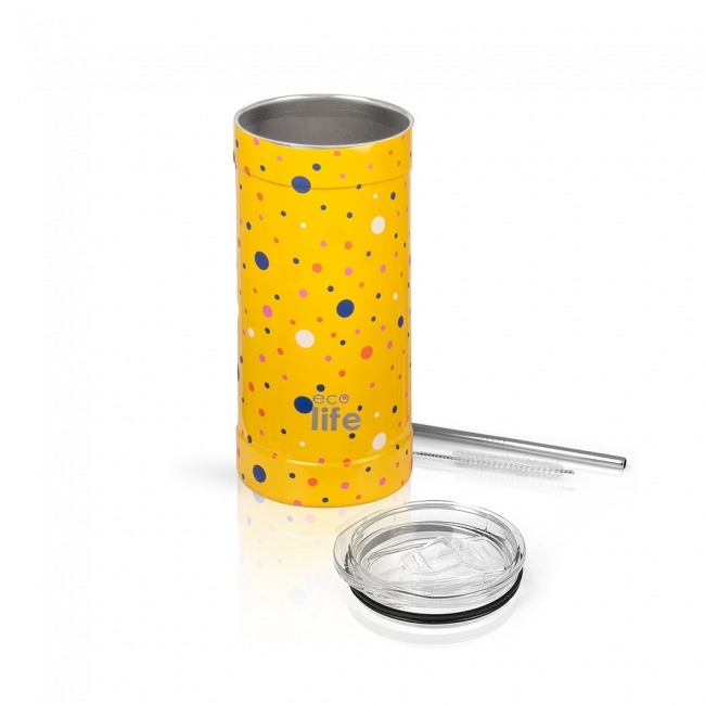 EcoLife Ανοξείδωτο Ποτήρι Dots In Yellow Thermos 500ml