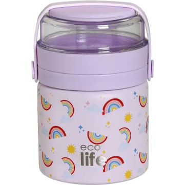 EcoLife Thermos Food Jar 450ml - Purple Rainbows