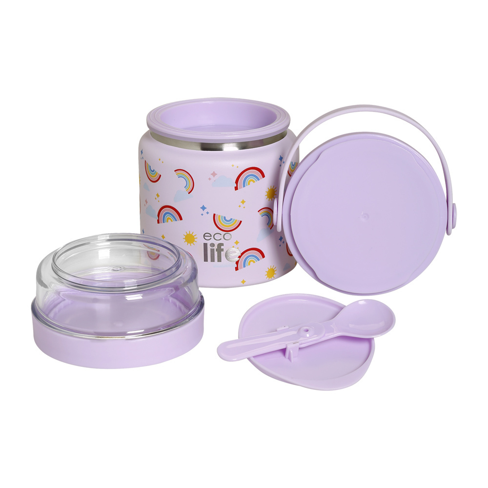 EcoLife Thermos Food Jar 450ml - Purple Rainbows