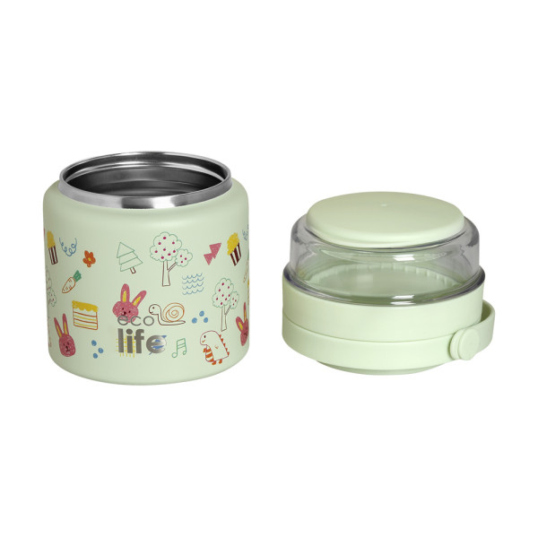 EcoLife Thermos Food Jar 450ml - Green Doodles