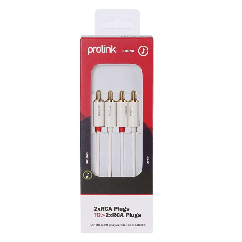 Prolink καλώδιο 2xRCA male σε 2xRCA male MP101 2m (Λευκό)