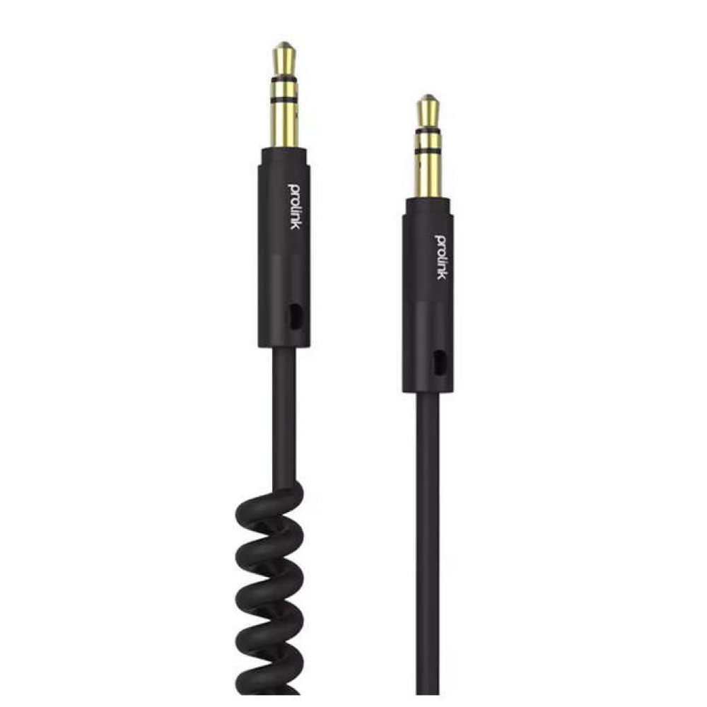 Prolink καλώδιο ήχου σπιράλ Jack 3,5mm male σε Jack 3,5mm male HMM105S-0200 2m (Μαύρο)