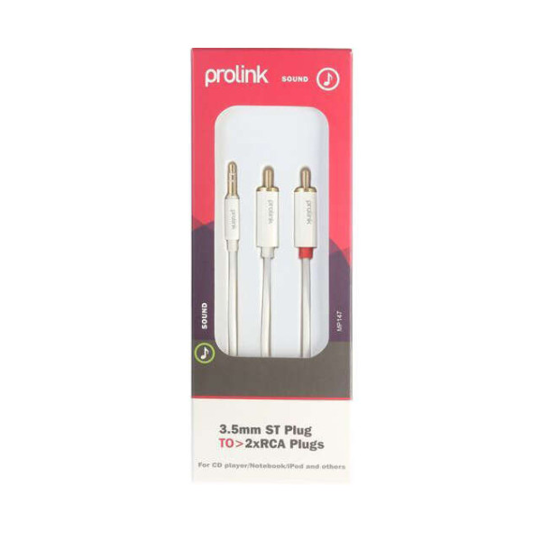 Prolink καλώδιο mini Jack 3.5mm male σε RCA male MP147 2m (Λευκό)