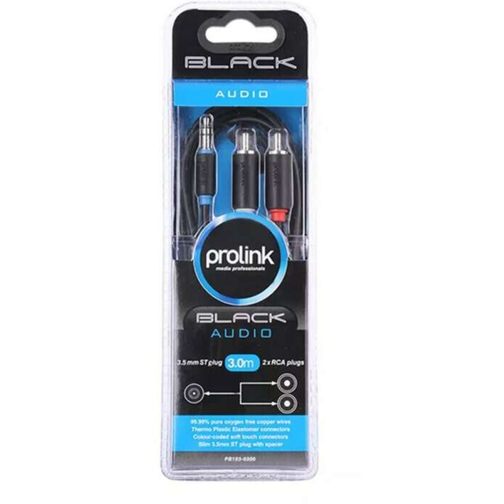 Prolink καλώδιο mini Jack 3.5mm male σε RCA male PB103-0300 3m (Μαύρο)