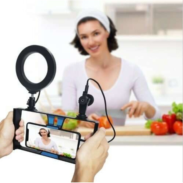 Puluz PKT3026L φωτογραφική πλατφόρμα Vlog με Ring Led Light για smartphones (Μαύρο)