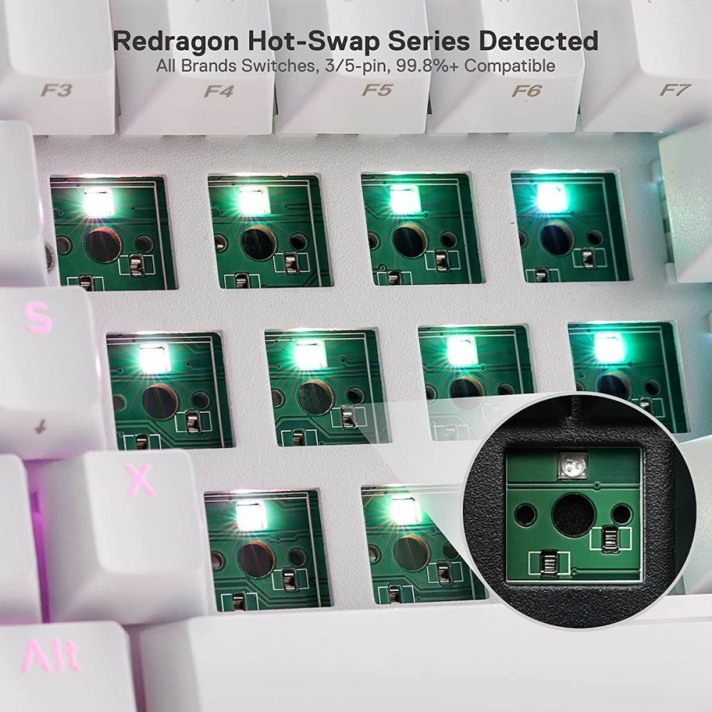 Redragon K530W RGB Draconic Pro White Custom Brown Ασύρματο Gaming Μηχανικό πληκτρολόγιο (Λευκό)